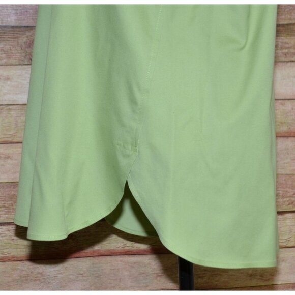 Chico's Lime Green Button Up Long Sleeve Cotton No-Iron Blouse Top Size 1 US M 8 - Picture 5 of 10